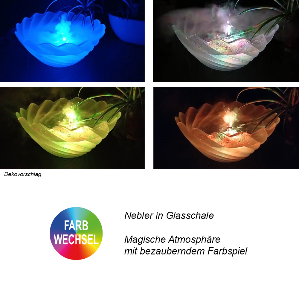 LED Vernebler mit Trafo 24V Luftbefeuchter 12 LED farbwechselnd + Netzteil