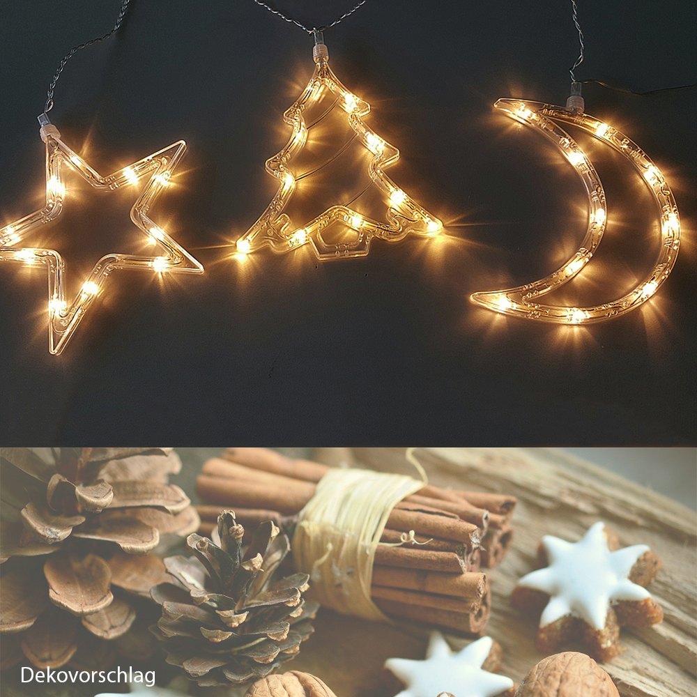 LED Lichterkette Stern-Mond-Baum Fenster-Weihnachtsbeleuchtung