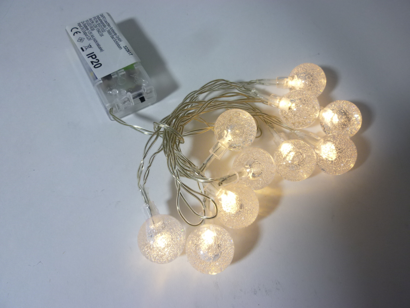 LED Lichterkette BUBBLE BALL 10flammig batteriebetrieben Weihnachtsbeleuchtung