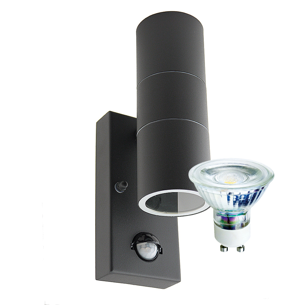 Außen-Wandleuchte Bornholm 2-flammig mit Sensor, verschiedene Farben