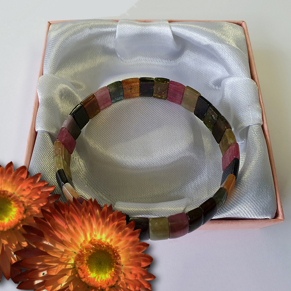 Hochwertige Natur-Steine Armband aus Turmalin Edelsteinen Armreif