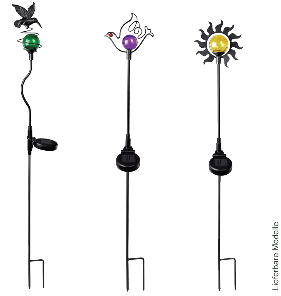 3 x LED-Solar-Außen-Garten-Leuchte Gartenstecker